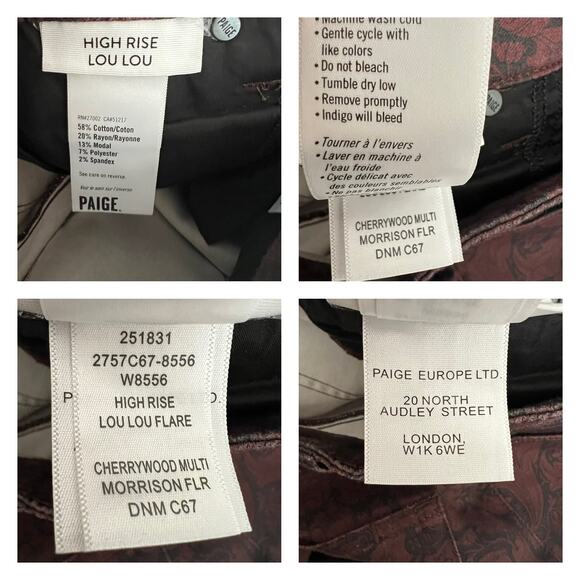 Paige Morris & Co. High Rise Lou Lou Flare Jean In Cherrywood Multi Size 29 - Picture 9 of 16